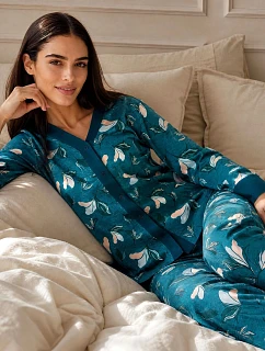 Pyžamo Cornette 514/509 Virginia, dlouhé rukávy, velikosti S–2XL, rozepínací