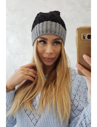 Fleecová čepice Bibiana K264 tmavě šedá+černá