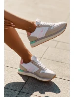 Dámské semišové tenisky Big Star HI-POLY SYSTEM – béžovo-bílé