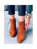 Dámské kotníkové boty na sloupkovém podpatku UK11P Hnědá Camel - Seastar