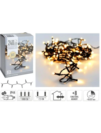 VÁNOČNÍ STROMEK SVĚTELNÝ ŘETĚZ 240 VEDL ČASOVAČ TEPLÁ BÍLÁ