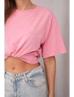 Dámská bavlněná basic halenka s krátkým rukávem světle růžová