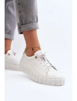 Dámská kožená polobotka na tlusté podrážce Zazoo 2919 bílé