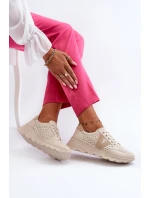 Dámské kožené lehké sportovní boty béžové Eleonori