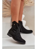 Dírové Boty Na Plochém Podpatku S.Barski HY51-063 Černé