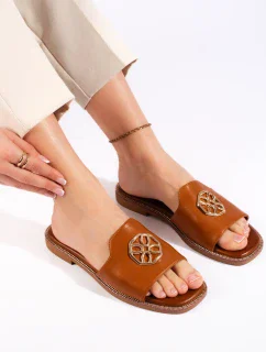 Originální dámské nazouváky hnědé bez podpatku