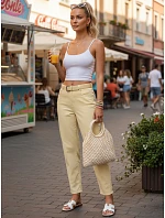 Dámské džíny mom fit s vysokým pasem světle žluté FashionStreet UY2978