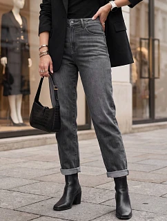 Dámské džíny Mom Fit s vysokým pasem, šedé, FashionStreet UY3114