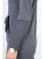 Šaty s ozdobnými volánky a kapucí v grafitové barvě