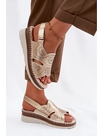 Kožené sandály na platformě S.Barski GR61-5916 Zlaté Kožené sandály na platformě S.Barski GR61-5916 Zlaté