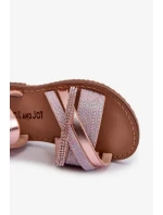 Lesklé dětské sandály na suchý zip, růžová Delphina Lesklé dětské sandály na suchý zip, růžová Delphina