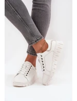 Dámské kožené polobotky se šněrováním Vinceza – bílé
