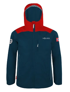 Trollkids Bergen Jacket jasně červená/modrá (610-410) bunda do deště pro chlapce/dívky