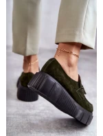 Módní semišové boty na platformě Khaki Marsol Módní semišové boty na platformě Khaki Marsol