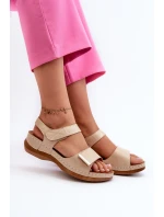 Pohodlné dámské sandály na suchý zip béžové Iphiope