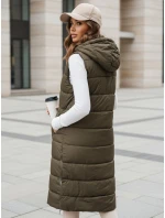 Dámská dlouhá prošívaná zelená vesta FashionStreet TY5268