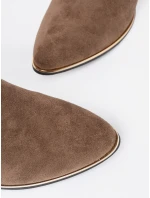 Módní dámské Ciemnobeżowy  kotníčkové boty na širokém podpatku