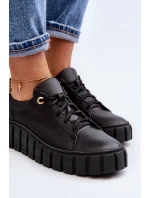 Dámská kožená polobotka na tlusté podešvi Zazoo 2919 černá Dámská kožená polobotka na tlusté podešvi Zazoo 2919 černá