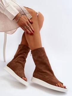 Hnědé Dámské Sandály Zamszové Svrchní Částí Zazoo 3441