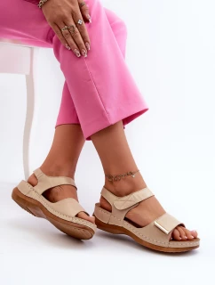 Pohodlné dámské sandály na suchý zip béžové Iphiope