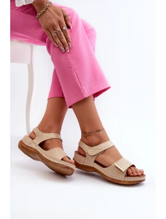 Pohodlné dámské sandály na suchý zip béžové Iphiope