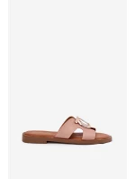 Dámské sandály na plochém podpatku s ozdobou Vinceza 17381 béžové Dámské sandály na plochém podpatku s ozdobou Vinceza 17381 béžové