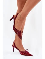 Krajkové Lodičky S Odkrytou Patou Bordové Annivirae