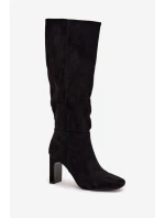 Dámské kotníkové boty Zamira na sloupkovém podpatku – černé