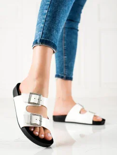 Exkluzívní nazouváky dámské bílé bez podpatku