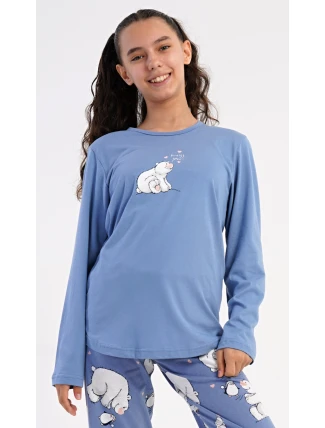 Dětské pyžamo dlouhé Méďa a tučňák