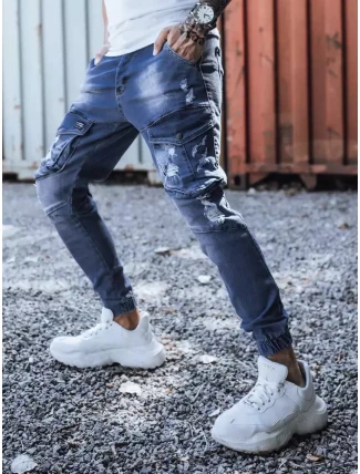 Modré pánské kalhoty FashionStreet UX3285 Modré pánské kalhoty FashionStreet UX3285