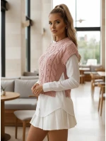 Dámský svetr 2 v 1 s bílou košilí CELESTIA růžová FashionStreet MY2217 Dámský svetr 2 v 1 s bílou košilí CELESTIA růžová FashionStreet MY2217