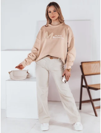 Dámská oversize mikina AVENUE béžová FashionStreet BY1354
