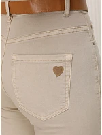Dámské džínové kalhoty Mom Fit s páskem, béžové, FashionStreet UY3083