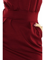 Dámské midi šaty SARA v bordó barvě se zvýšeným střihem model 6353673