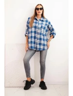 Dámská kostkovaná bavlněná košile s efektem obnošení chabrová Dámská kostkovaná bavlněná košile s efektem obnošení chabrová