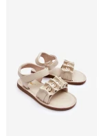 Dětské sandály se suchým zipem srdce béžová Havana Dětské sandály se suchým zipem srdce béžová Havana