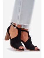 Sandály Na Podpatku Z Eko Semiše Černé Lanadriena Sandály Na Podpatku Z Eko Semiše Černé Lanadriena