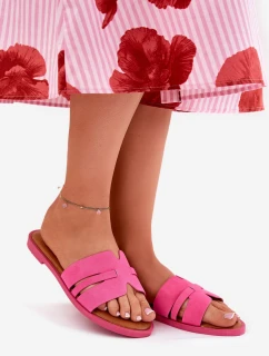 Dámské Pantofle Na Plochém Podpatku S Výřezy Eko Semiš Fuchsie Teterre