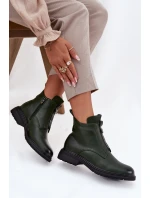 Zateplené dámské boty na zip s ozdobným prvkem tmavě zelené Roselle Zateplené dámské boty na zip s ozdobným prvkem tmavě zelené Roselle
