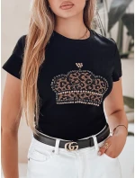 Dámské tričko s korunkou BLINGESSO černé FashionStreet RY2877