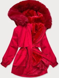 Červená dámská zimní bunda s odepínací kožešinovou podšívkou (b2715-4)