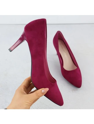 Dámské semišové lodičky na jehlovém podpatku fuchsiové barvy Sergio Leone 1336