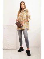 Dámská kostkovaná bavlněná košile s efektem obnošení hořčicová Dámská kostkovaná bavlněná košile s efektem obnošení hořčicová