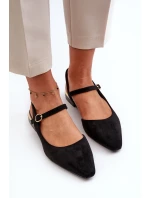 Dámské baletky na nízkém podpatku s odkrytou patou Sergio Leone SK831 černé