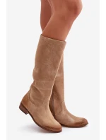 Semišové Kozačky Do Poloviny Lýtka Na Zip Bežové Lewski 3616 Semišové Kozačky Do Poloviny Lýtka Na Zip Bežové Lewski 3616