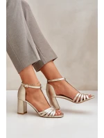 Sandály Z Přírodní Kůže Na Podpatku Laura Messi 2766