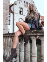 Semišové dámské boty na podpatku zateplené hnědé Arelia