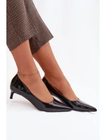 Lakované lodičky na nízkém podpatku Černé Girela