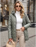 Dámská prošívaná bunda s odnímatelnou kapucí TY5794 zelená - FashionStreet
